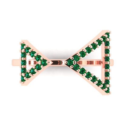 0.2475 cttw Simulated Emerald Statement Engagement Ring - Solid Gold (Round Cut,1.2mm)