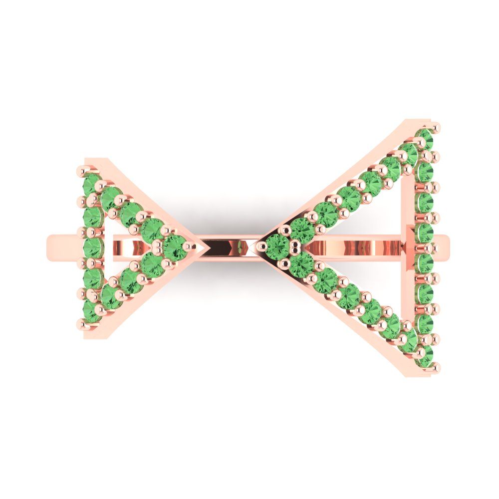 0.2475 cttw Zirconia Simulated Green Diamond Statement Engagement Ring - Solid Gold (VVS1, Round Cut,1.2mm)