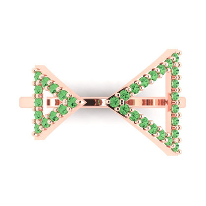 0.2475 cttw Zirconia Simulated Green Diamond Statement Engagement Ring - Solid Gold (VVS1, Round Cut,1.2mm)