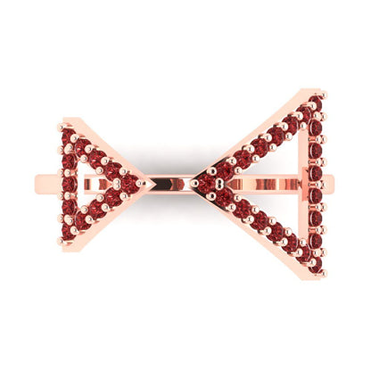 0.2475 cttw Natural Garnet Statement Engagement Ring - Solid Gold (Round Cut,1.2mm)