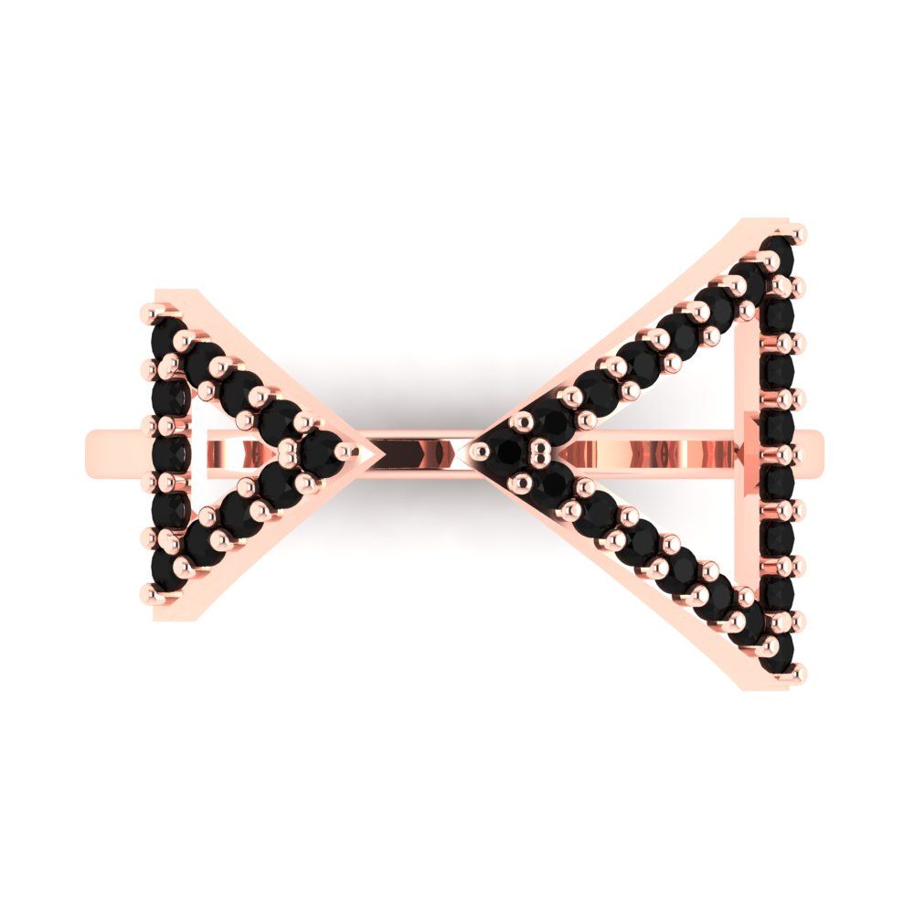 0.2475 cttw Natural Onyx Statement Engagement Ring - Solid Gold (Round Cut,1.2mm)