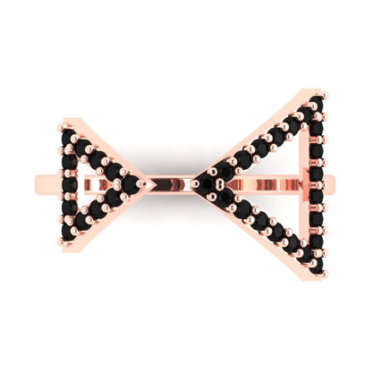 0.2475 cttw Natural Onyx Statement Engagement Ring - Solid Gold (Round Cut,1.2mm)