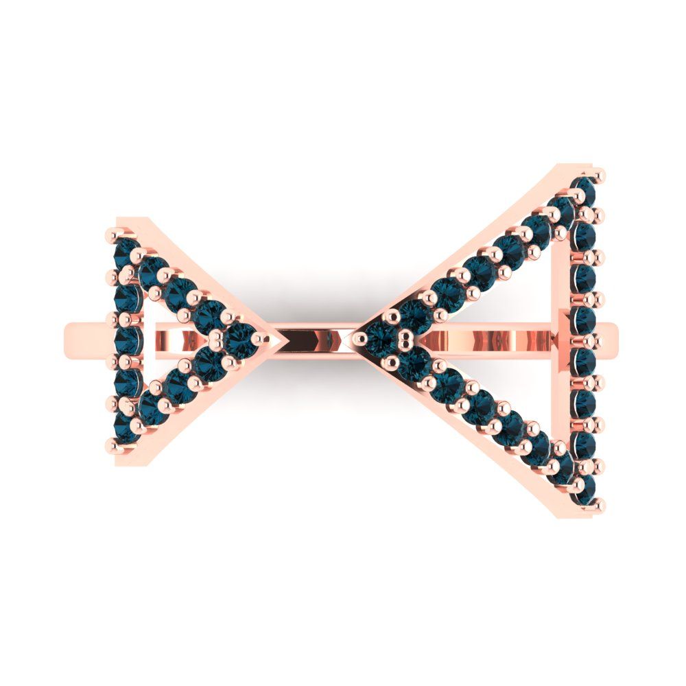 0.2475 cttw Natural London Blue Topaz Statement Engagement Ring - Solid Gold (Round Cut,1.2mm)