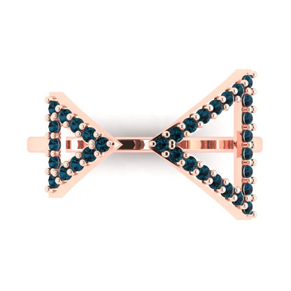 0.2475 cttw Natural London Blue Topaz Statement Engagement Ring - Solid Gold (Round Cut,1.2mm)