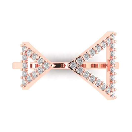0.2475 cttw Moissanite Statement Engagement Ring - Solid Rose Gold (VVS1, Round Cut,1.2mm)