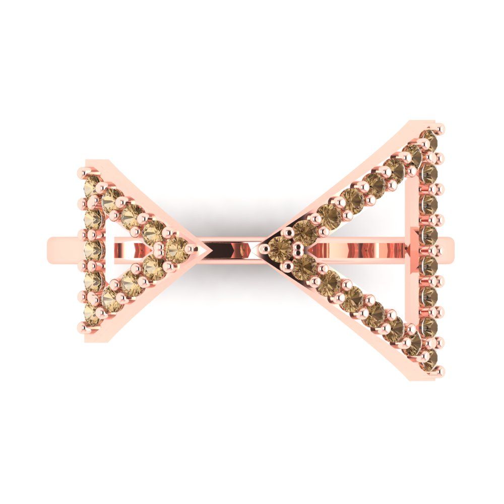 0.2475 cttw Zirconia Simulated Champagne Diamond Statement Engagement Ring - Solid Gold (VVS1, Round Cut,1.2mm)