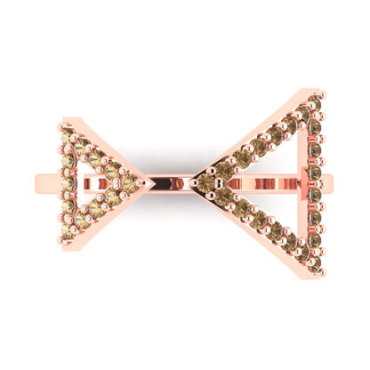 0.2475 cttw Zirconia Simulated Champagne Diamond Statement Engagement Ring - Solid Gold (VVS1, Round Cut,1.2mm)