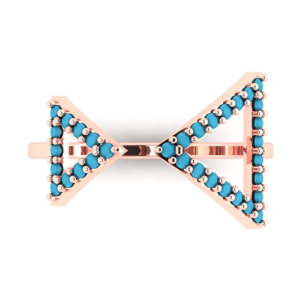 0.2475 cttw Simulated Turquoise Statement Engagement Ring - Solid Gold (Round Cut,1.2mm)