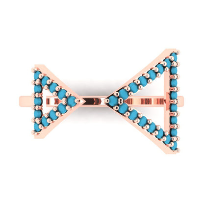 0.2475 cttw Simulated Turquoise Statement Engagement Ring - Solid Gold (Round Cut,1.2mm)