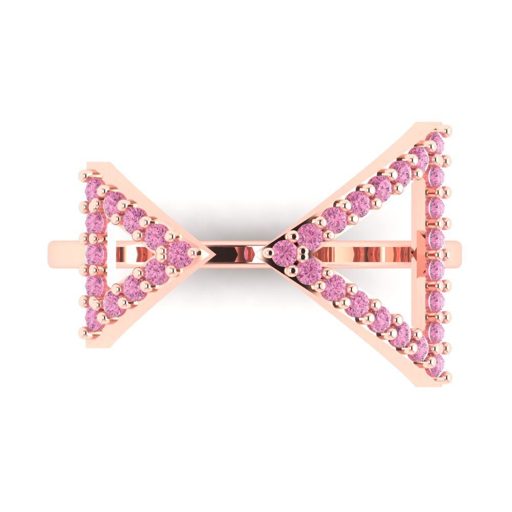 0.2475 cttw Zirconia Simulated Pink Diamond Statement Engagement Ring - Solid Gold (VVS1, Round Cut,1.2mm)