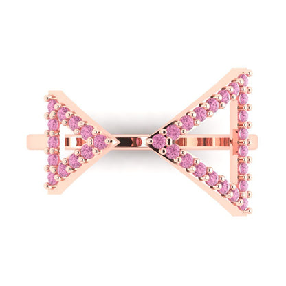 0.2475 cttw Zirconia Simulated Pink Diamond Statement Engagement Ring - Solid Gold (VVS1, Round Cut,1.2mm)