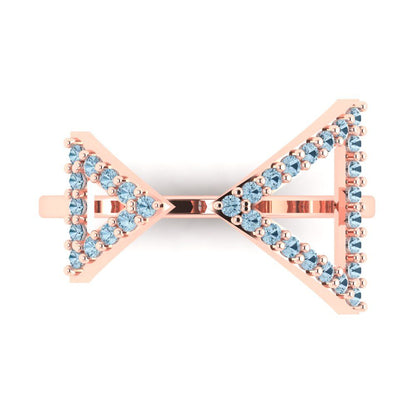 0.2475 cttw Natural Swiss Blue Topaz Statement Engagement Ring - Solid Gold (Round Cut,1.2mm)