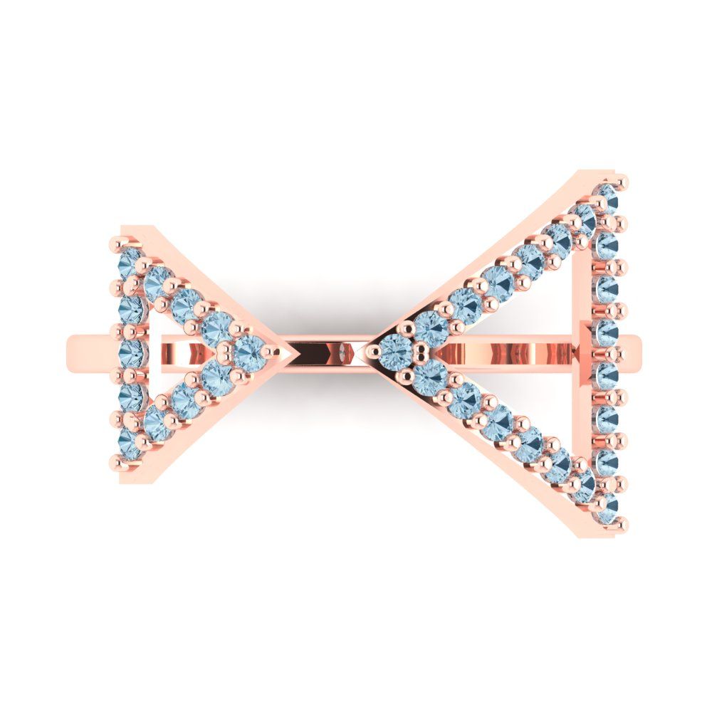 0.2475 cttw Natural Sky Blue Topaz Statement Engagement Ring - Solid Gold (Round Cut,1.2mm)