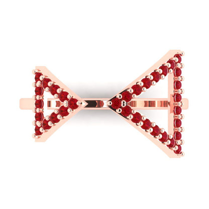 0.2475 cttw Simulated Pink Tourmaline Statement Engagement Ring - Solid Gold (Round Cut,1.2mm)