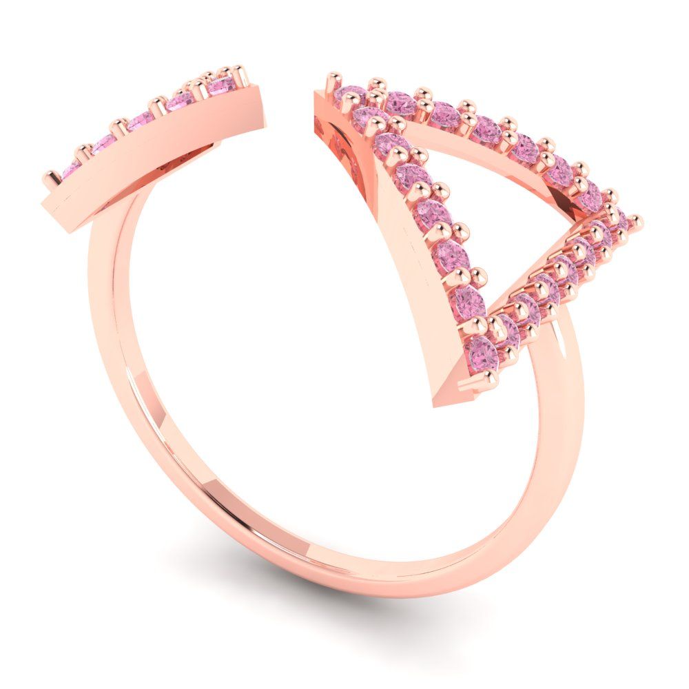 0.2475 cttw Zirconia Simulated Pink Diamond Statement Engagement Ring - Solid Gold (VVS1, Round Cut,1.2mm)