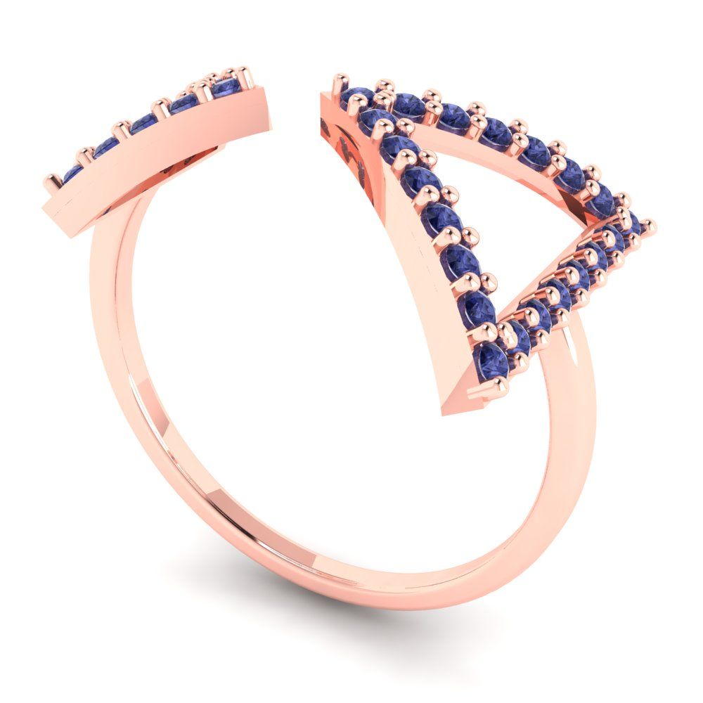 0.2475 cttw Simulated Tanzanite Statement Engagement Ring - Solid Gold (Round Cut,1.2mm)