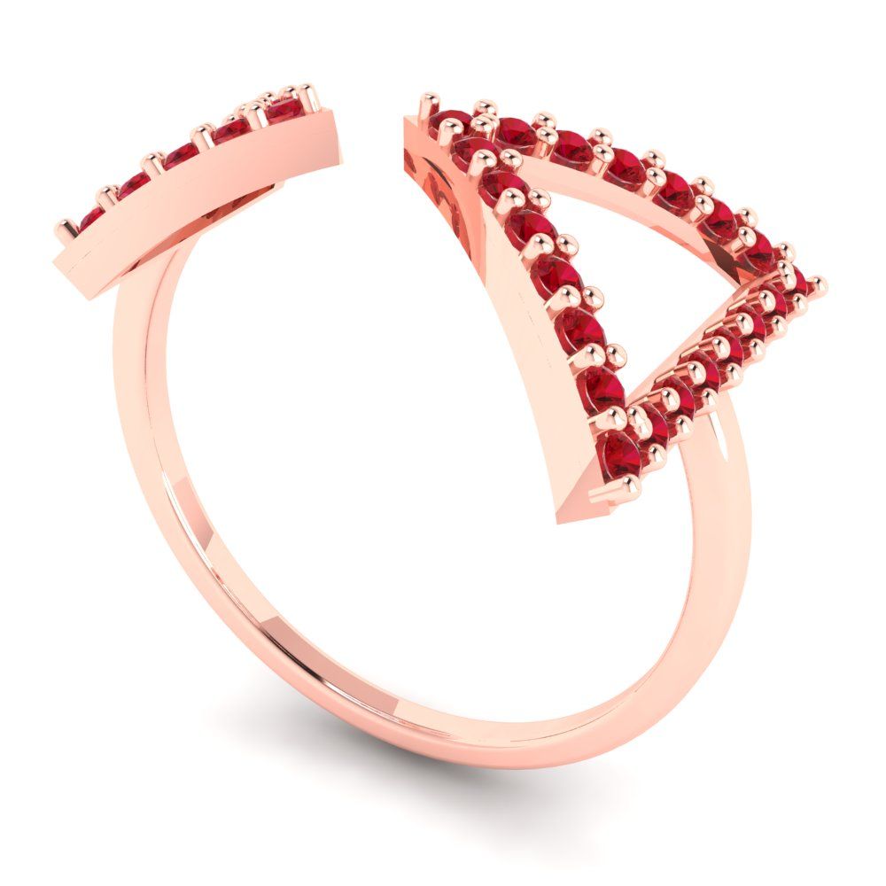 0.2475 cttw Simulated Pink Tourmaline Statement Engagement Ring - Solid Gold (Round Cut,1.2mm)