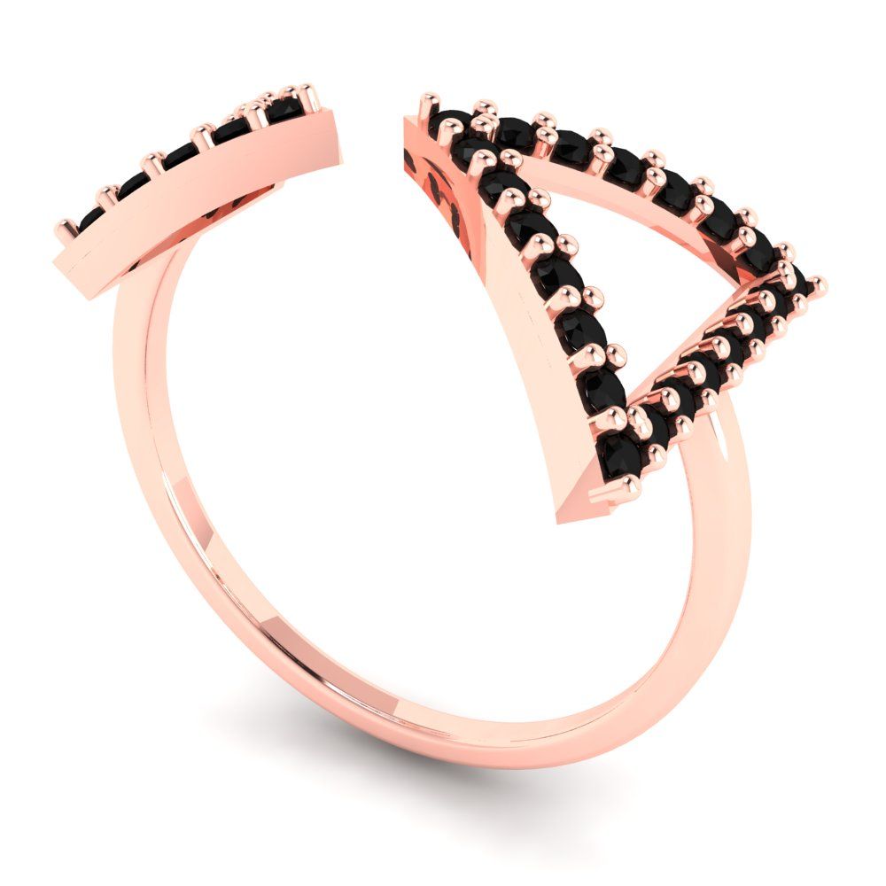 0.2475 cttw Natural Onyx Statement Engagement Ring - Solid Gold (Round Cut,1.2mm)