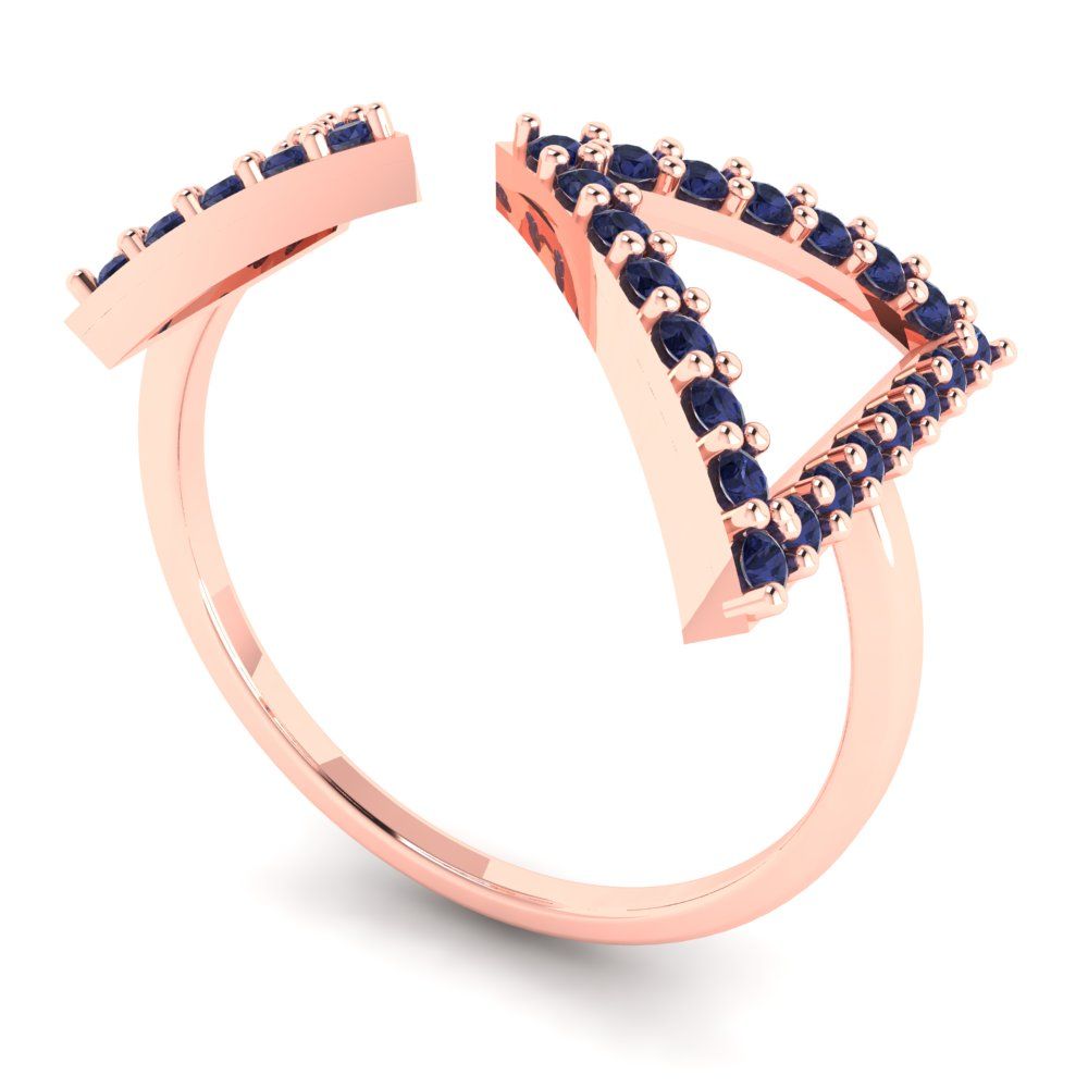 0.2475 cttw Simulated Blue Sapphire Statement Engagement Ring - Solid Gold (Round Cut,1.2mm)