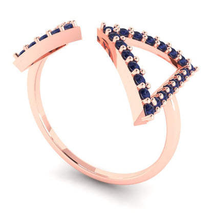 0.2475 cttw Simulated Blue Sapphire Statement Engagement Ring - Solid Gold (Round Cut,1.2mm)