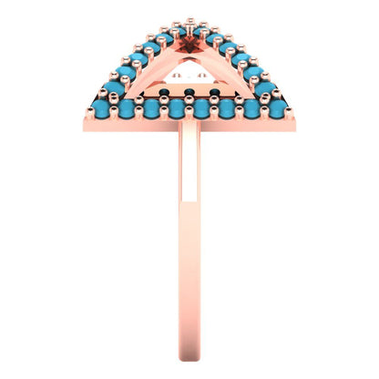 0.2475 cttw Simulated Turquoise Statement Engagement Ring - Solid Gold (Round Cut,1.2mm)