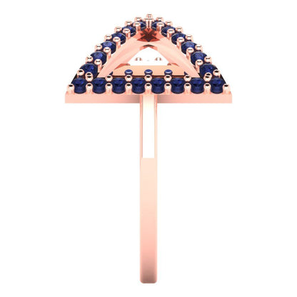 0.2475 cttw Simulated Blue Sapphire Statement Engagement Ring - Solid Gold (Round Cut,1.2mm)