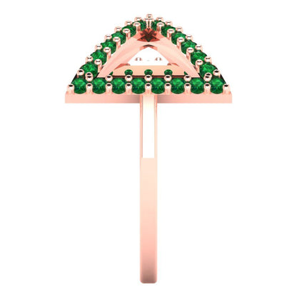 0.2475 cttw Simulated Emerald Statement Engagement Ring - Solid Gold (Round Cut,1.2mm)