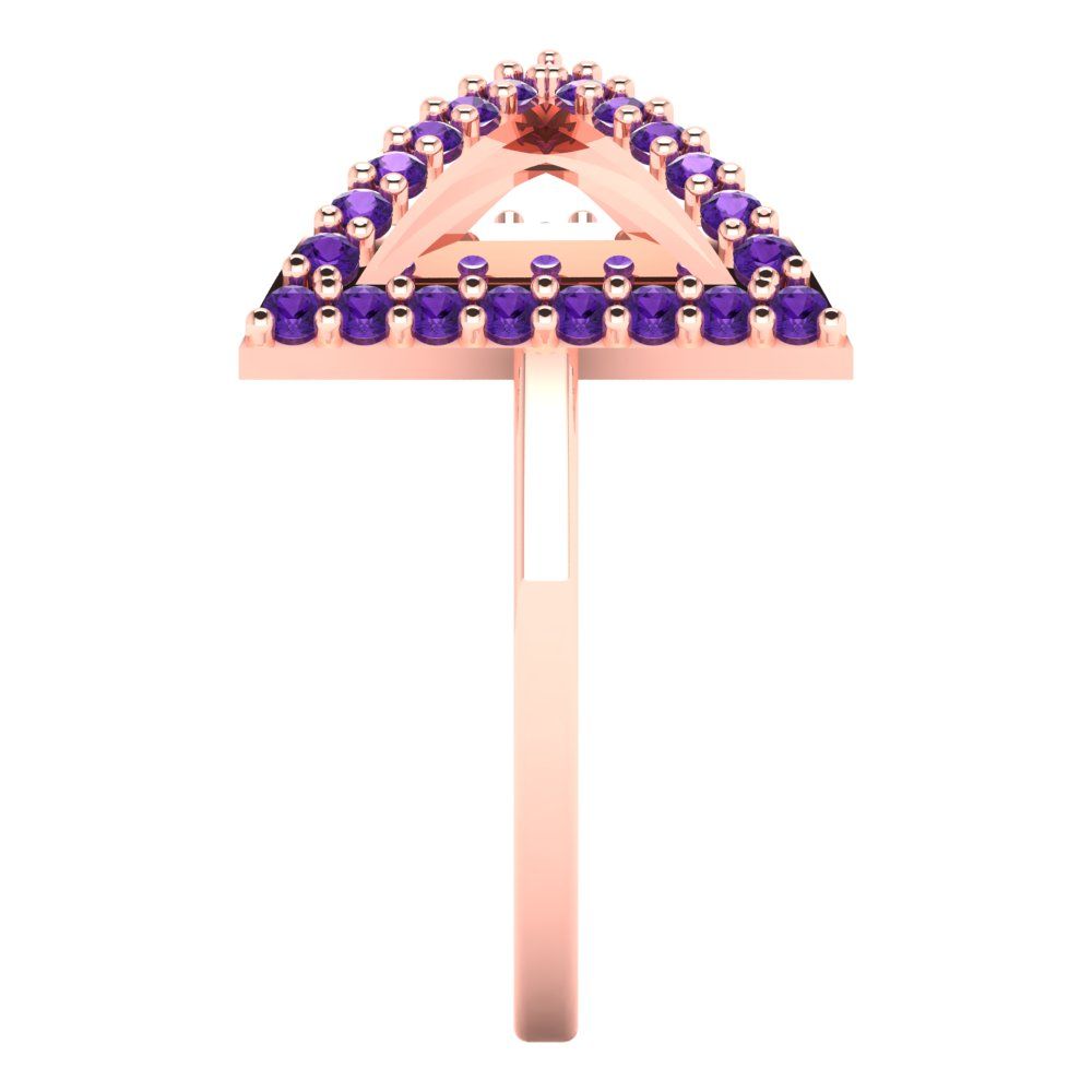 0.2475 cttw Natural Amethyst Statement Engagement Ring - Solid Gold (Round Cut,1.2mm)