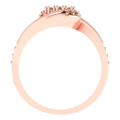 0.4 cttw Round Cut Simulated Champagne Diamond Bridal Set - Solid Rose Gold Engagement Ring & Wedding Band