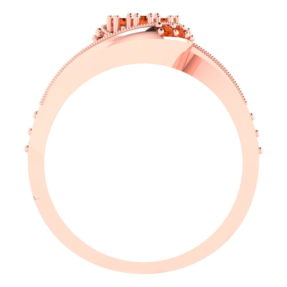 0.4 cttw Round Cut Simulated Ruby Bridal Set - Solid Rose Gold Engagement Ring & Wedding Band