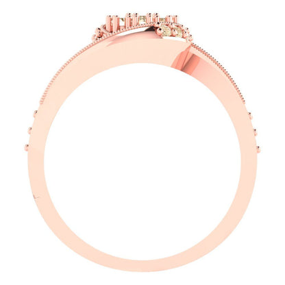 0.4 cttw Round Cut Natural Morganite Bridal Set - Solid Rose Gold Engagement Ring & Wedding Band