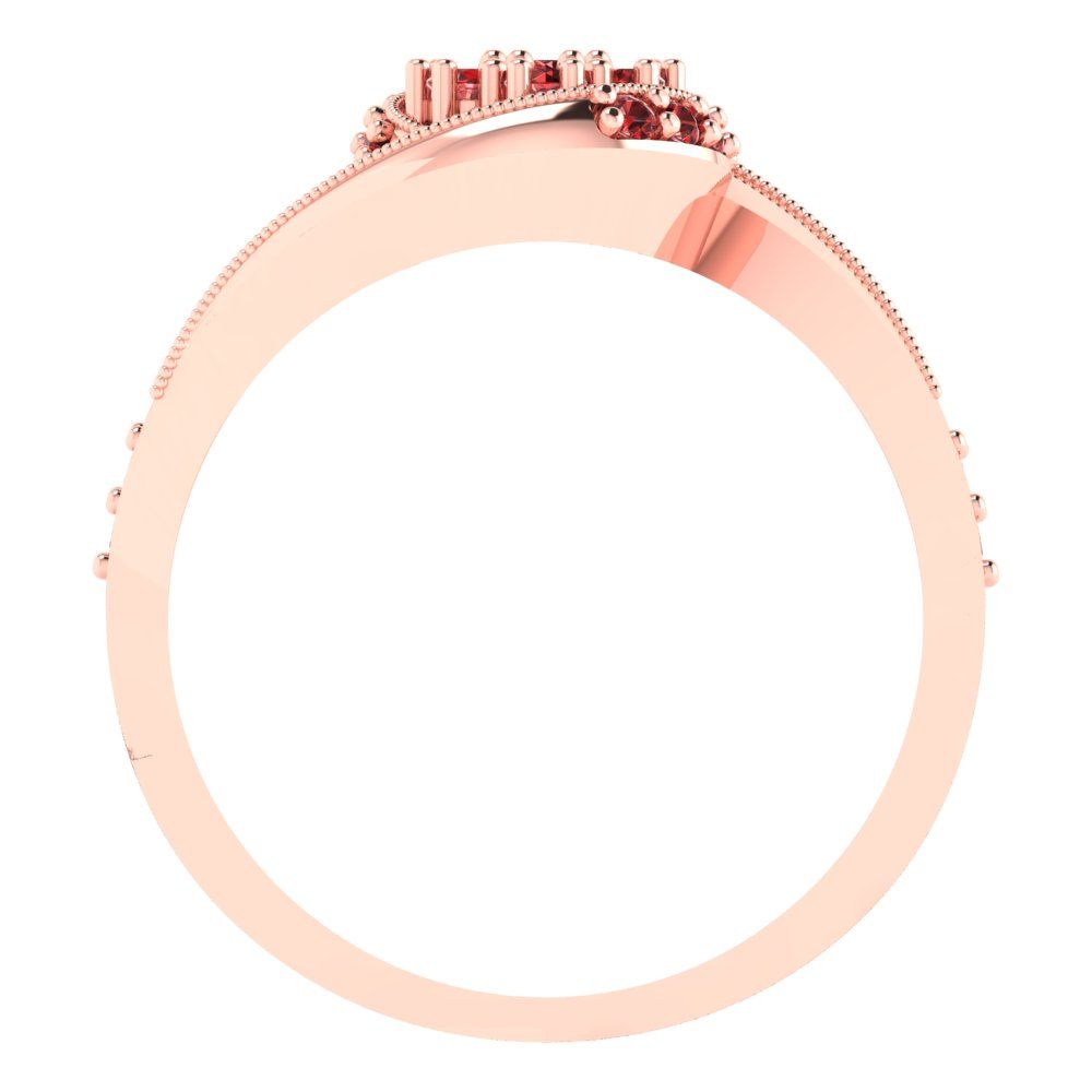0.4 cttw Round Cut Natural Garnet Bridal Set - Solid Rose Gold Engagement Ring & Wedding Band