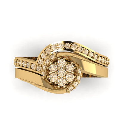 0.4 cttw Round Cut Natural Morganite Bridal Set - Solid Yellow Gold Engagement Ring & Wedding Band