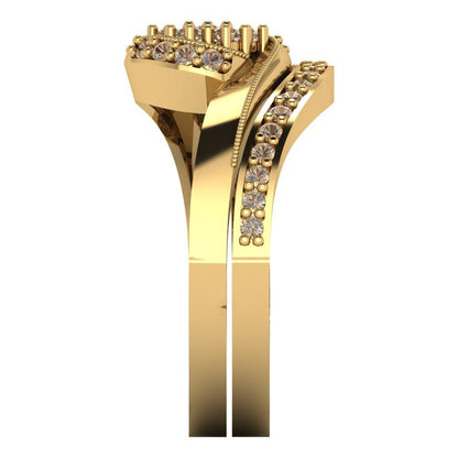 0.4 cttw Round Cut Yellow Moissanite Bridal Set - Solid Yellow Gold Engagement Ring & Wedding Band