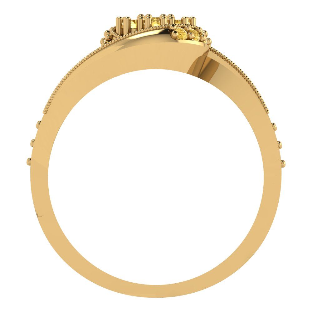 0.4 cttw Round Cut Simulated Yellow Diamond Bridal Set - Solid Yellow Gold Engagement Ring & Wedding Band