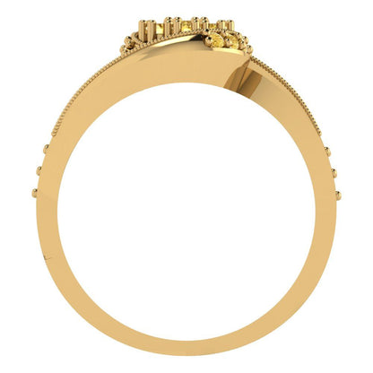 0.4 cttw Round Cut Simulated Yellow Diamond Bridal Set - Solid Yellow Gold Engagement Ring & Wedding Band