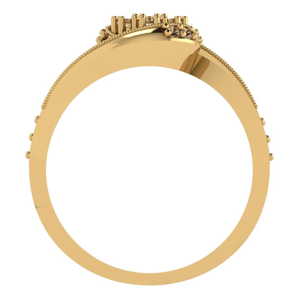 0.4 cttw Round Cut Simulated Champagne Diamond Bridal Set - Solid Yellow Gold Engagement Ring & Wedding Band