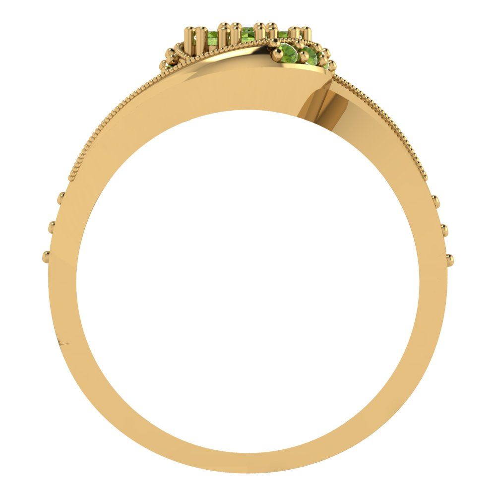 0.4 cttw Round Cut Natural Peridot Bridal Set - Solid Yellow Gold Engagement Ring & Wedding Band