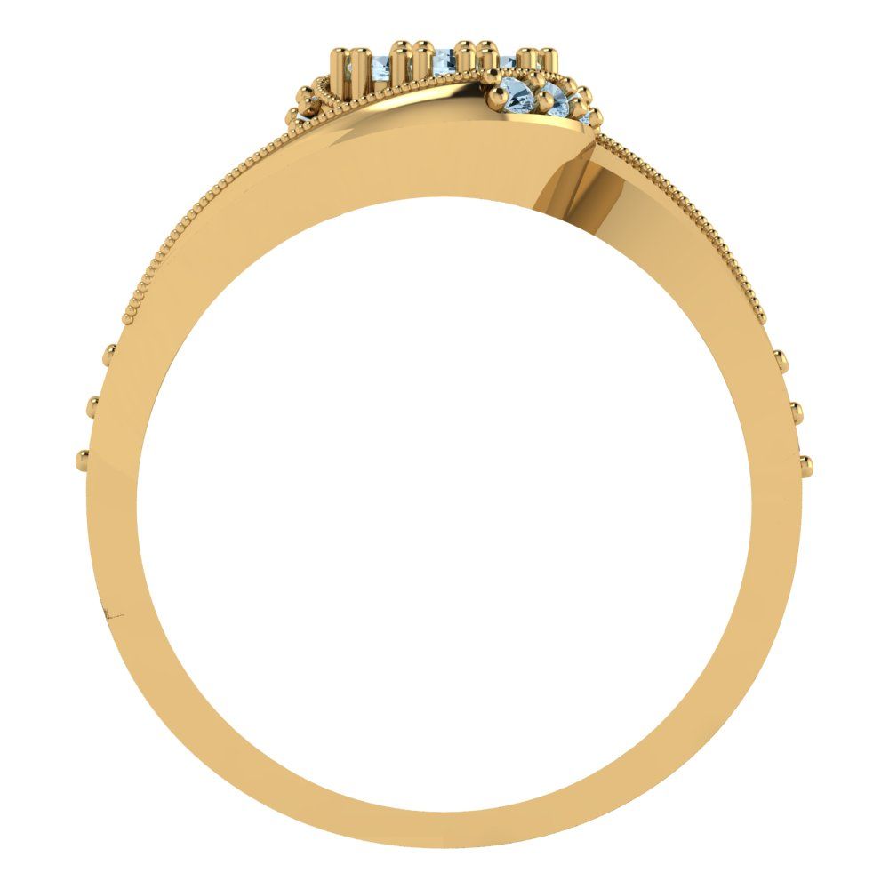 0.4 cttw Round Cut Simulated Blue Diamond Bridal Set - Solid Yellow Gold Engagement Ring & Wedding Band