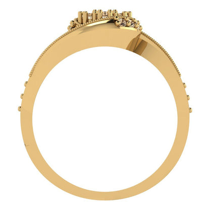 0.4 cttw Round Cut Yellow Moissanite Bridal Set - Solid Yellow Gold Engagement Ring & Wedding Band