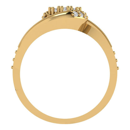 0.4 cttw Round Cut Zirconia Simulated Diamond Bridal Set - Solid Yellow Gold Engagement Ring & Wedding Band