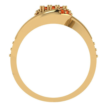 0.4 cttw Round Cut Simulated Red Diamond Bridal Set - Solid Yellow Gold Engagement Ring & Wedding Band