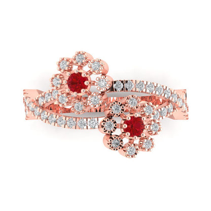 0.48 cttw Simulated Pink Tourmaline Hidden Halo Engagement Ring - Solid Rose Gold (VVS1, Round Cut,2.5mm)