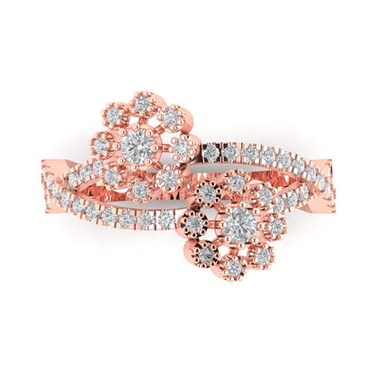0.48 cttw Zirconia Simulated Diamond Hidden Halo Engagement Ring - Solid Rose Gold (VVS1, Round Cut,2.5mm)