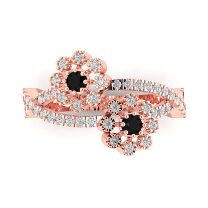 0.48 cttw Natural Onyx Hidden Halo Engagement Ring - Solid Rose Gold (VVS1, Round Cut,2.5mm)