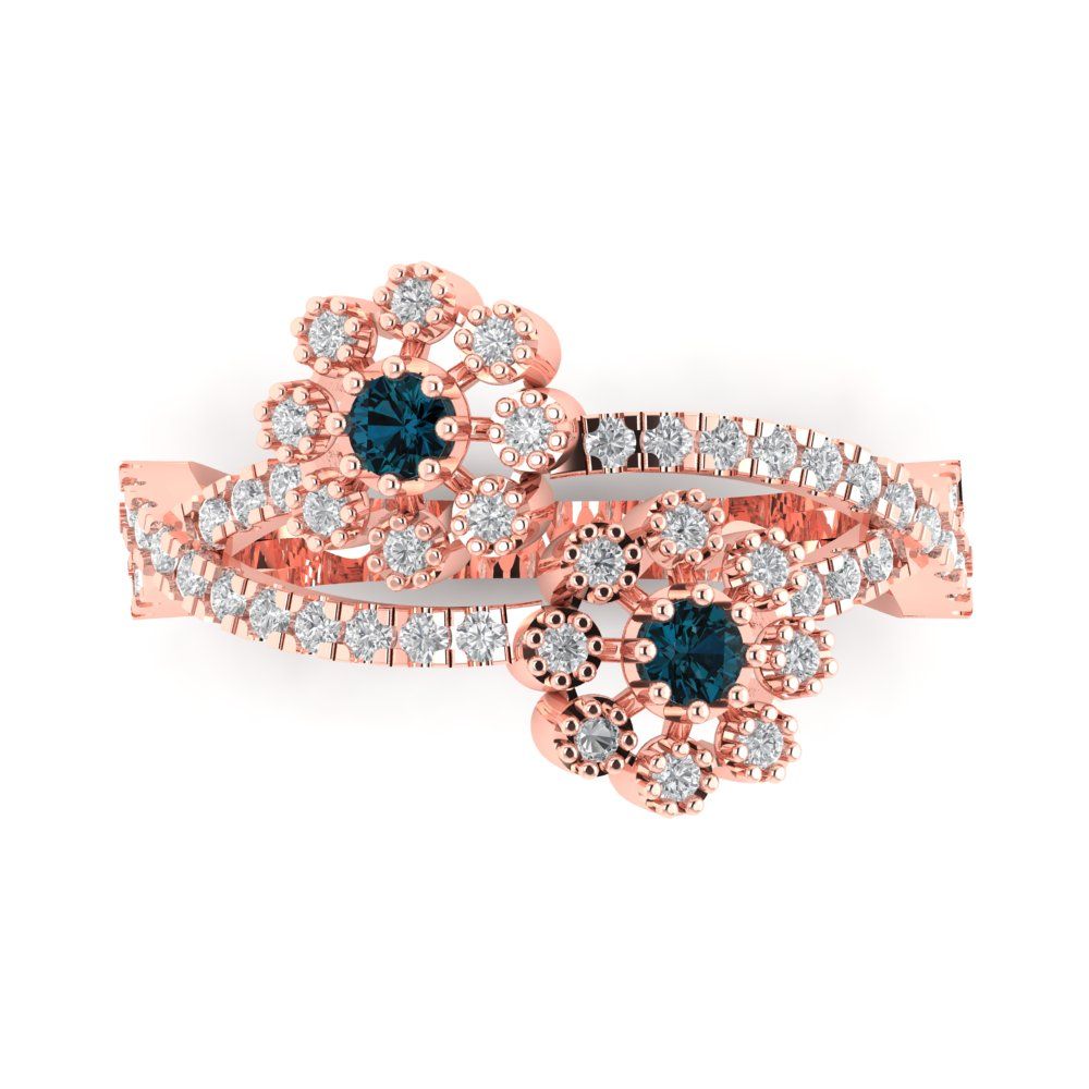 0.48 cttw Natural London Blue Topaz Hidden Halo Engagement Ring - Solid Rose Gold (VVS1, Round Cut,2.5mm)