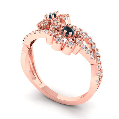 0.48 cttw Natural London Blue Topaz Hidden Halo Engagement Ring - Solid Rose Gold (VVS1, Round Cut,2.5mm)