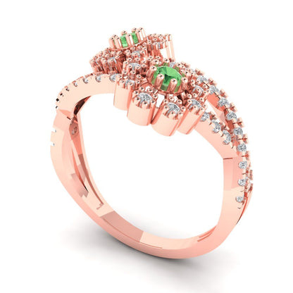 0.48 cttw Zirconia Simulated Green Diamond Hidden Halo Engagement Ring - Solid Rose Gold (VVS1, Round Cut,2.5mm)
