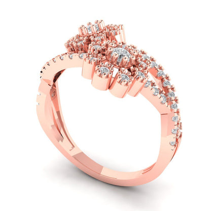 0.48 cttw Moissanite Hidden Halo Engagement Ring - Solid Rose Gold (VVS1, Round Cut,2.5mm)