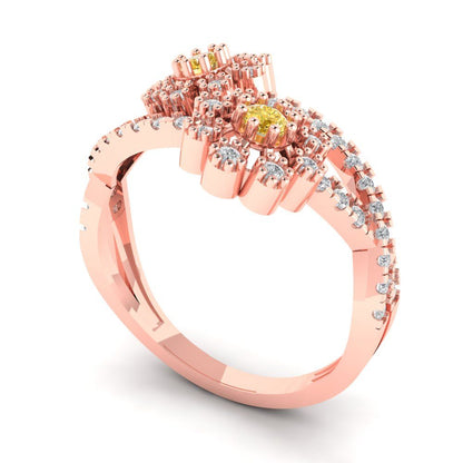 0.48 cttw Natural Citrine Hidden Halo Engagement Ring - Solid Rose Gold (VVS1, Round Cut,2.5mm)